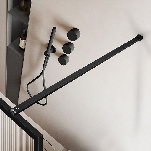 Душевая перегородка Vincea Walk-In VSW-1HP800FLB, 800x2000, черный матовый, стекло рифленое Душевая перегородка Vincea Walk-In VSW-1HP800FLB, 800x2000, черный матовый, стекло рифленое