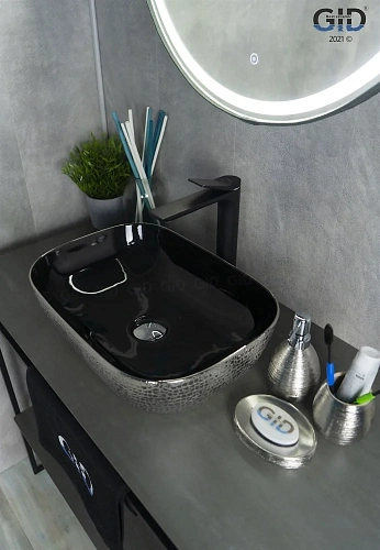 Раковина Gid D1333h020 53319 накладная черная / хром 46x32,5x13,5 Раковина Gid D1333h020 53319 накладная черная / хром 46x32,5x13,5