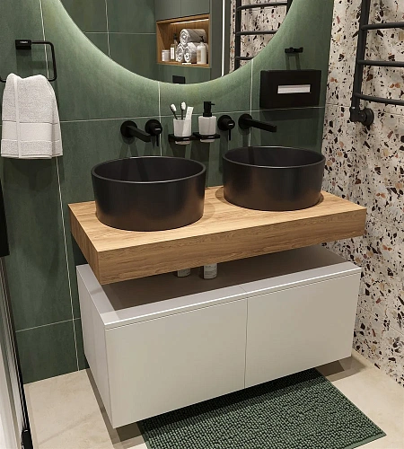 Комплект мебели STWORKI Ольборг 100 столешница дуб французский, без отверстий, 2 тумбы 50 + 2 ракови 490018 Комплект мебели STWORKI Ольборг 100 столешница дуб французский, без отверстий, 2 тумбы 50 + 2 ракови 490018