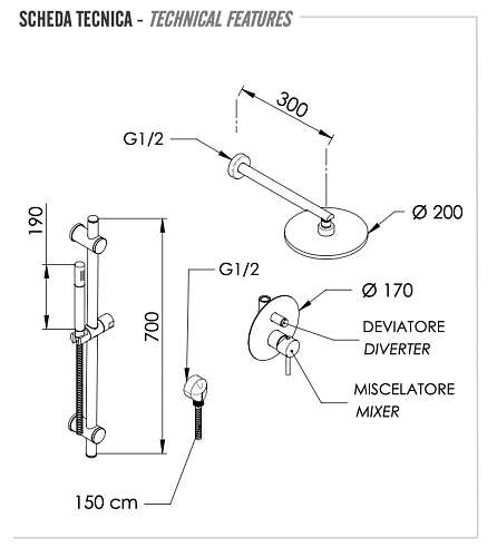 Душевая система Remer X Style X09S01ONO, черный матовый Душевая система Remer X Style X09S01ONO, черный матовый