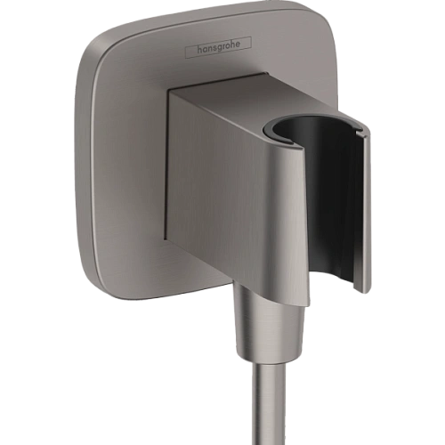 Шланговое подключение Hansgrohe FixFit Porter Q с держателем для душа 26887340, шлифованный черный х Шланговое подключение Hansgrohe FixFit Porter Q с держателем для душа 26887340, шлифованный черный х