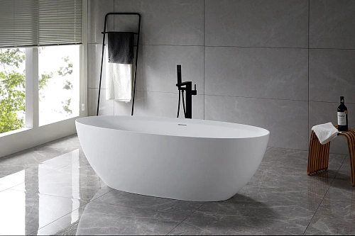 Ванна из искусственного камня Vincea Solid Surface VBT-4S01MW, 1700x760x560, белый матовый, слив-перелив в комплекте Ванна из искусственного камня Vincea Solid Surface VBT-4S01MW, 1700x760x560, белый матовый, слив-перелив в комплекте