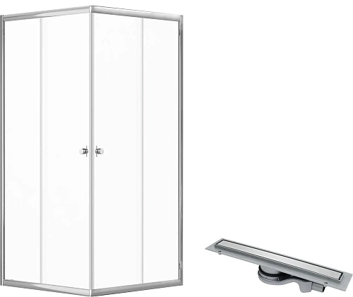 Душевой уголок DIWO Анапа 90х90, профиль хром глянец с линейным трапом CK DRAIN 1105-00155 55 см 594 594697 Душевой уголок DIWO Анапа 90х90, профиль хром глянец с линейным трапом CK DRAIN 1105-00155 55 см 594 594697