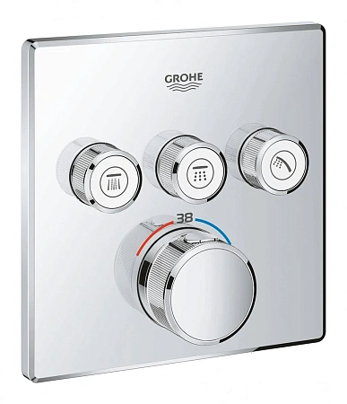 Смеситель для душа GROHE Grohtherm SmartControl (29126000) внешняя часть термостата, на 3 выхода, хром Смеситель для душа GROHE Grohtherm SmartControl (29126000) внешняя часть термостата, на 3 выхода, хром