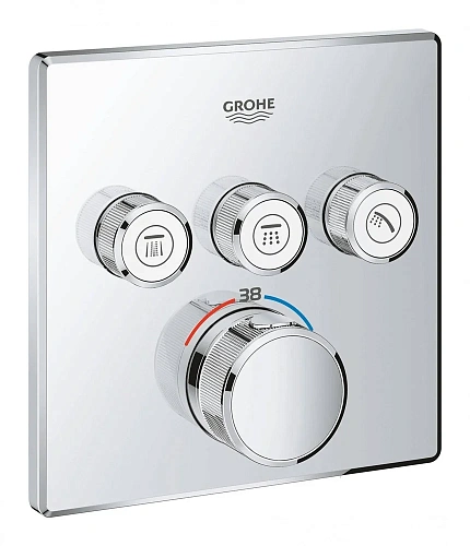 Смеситель для душа GROHE Grohtherm SmartControl (29126000) внешняя часть термостата, на 3 выхода, хром Смеситель для душа GROHE Grohtherm SmartControl (29126000) внешняя часть термостата, на 3 выхода, хром