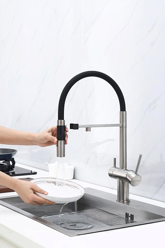 Смеситель для кухни Paulmark Gravity брашированная нерж.сталь Gr213888-BS Смеситель для кухни Paulmark Gravity брашированная нерж.сталь Gr213888-BS