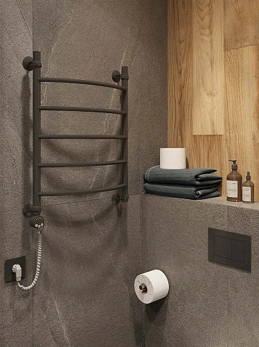 Полотенцесушитель электрический EWRIKA Сафо D 70х50 L, чёрный матовый 465636 Полотенцесушитель электрический EWRIKA Сафо D 70х50 L, чёрный матовый 465636