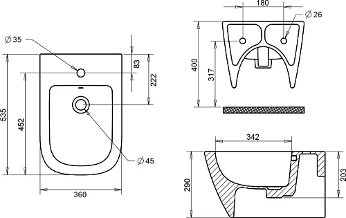 Биде подвесное STWORKI Карлстад 5611 585027 Биде подвесное STWORKI Карлстад 5611 585027