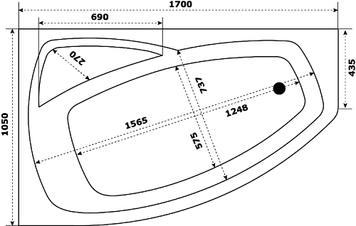 Акриловая ванна STWORKI Монтре 170x105 L, с каркасом 557151 Акриловая ванна STWORKI Монтре 170x105 L, с каркасом 557151