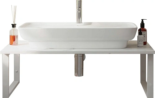 Комплект мебели DIWO Элиста 100 белый мрамор, с раковиной Углич 0117 555951 Комплект мебели DIWO Элиста 100 белый мрамор, с раковиной Углич 0117 555951