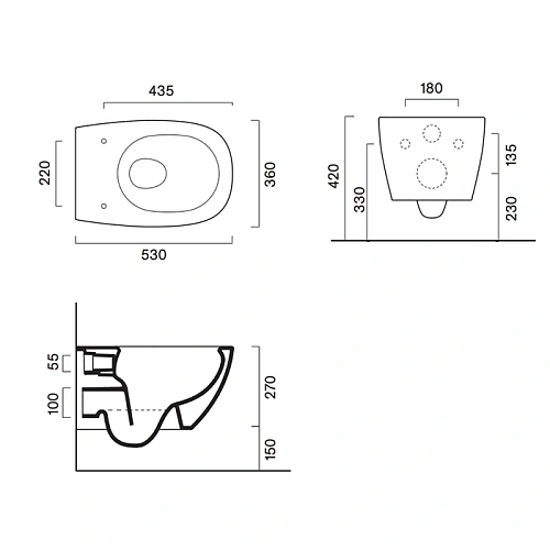 Унитаз подвесной Catalano Alvea 0611530001 53x36, безободковый, белый глянцевый Унитаз подвесной Catalano Alvea 0611530001 53x36, безободковый, белый глянцевый