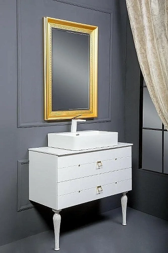 Тумба под раковину Armadi Art VALLESSI AVANTGARDE Piazza 100 белая-золото 841-100-WG Тумба под раковину Armadi Art VALLESSI AVANTGARDE Piazza 100 белая-золото 841-100-WG