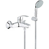 Картинка анонса товара «смеситель для ванны grohe eurosmart с душевым гарнитуром (держатель, душевая лейка), хром (33302002)»