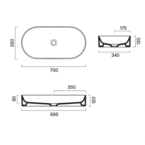 Раковина Catalano Zero 0122700001 накладная, без перелива 70x35 h12, белый глянцевый Раковина Catalano Zero 0122700001 накладная, без перелива 70x35 h12, белый глянцевый
