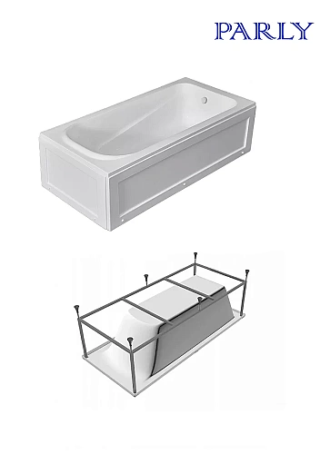 Акриловая ванна Parly ORTIZ CT10817 1500x700x580 с каркасом приставная, белая Акриловая ванна Parly ORTIZ CT10817 1500x700x580 с каркасом приставная, белая