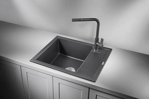 Кухонная мойка Granula 6002, ЧЁРНЫЙ, кварц 600х500 Кухонная мойка Granula 6002, ЧЁРНЫЙ, кварц 600х500