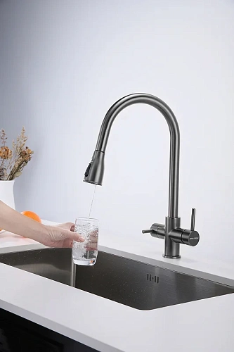 Смеситель для кухни Paulmark Lange вороненая сталь La214212-GM Смеситель для кухни Paulmark Lange вороненая сталь La214212-GM