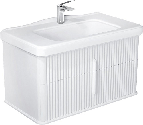Тумба с раковиной STWORKI Молде 95 белая, с сифоном 579358 Тумба с раковиной STWORKI Молде 95 белая, с сифоном 579358