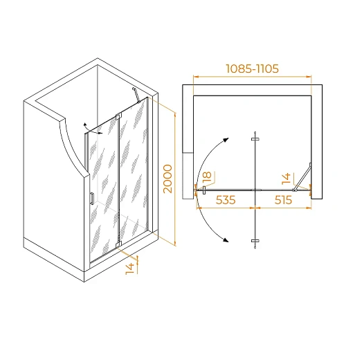 Душевая дверь RGW Hotel HO-014B 1100 мм Easy Clean черный 350601411-14 Душевая дверь RGW Hotel HO-014B 1100 мм Easy Clean черный 350601411-14