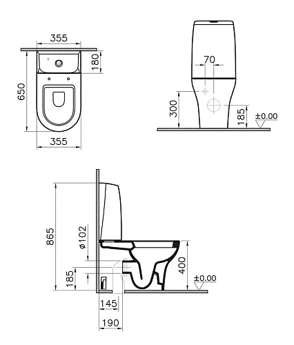 Унитаз напольный Vitra Zentrum 9012B003-7200, крышка микролифт Унитаз напольный Vitra Zentrum 9012B003-7200, крышка микролифт