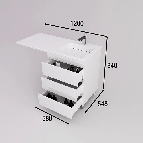 Тумба под раковину Style Line Даллас ЛЕОН 120, Люкс белая, PLUS напольная СС-00002438 Тумба под раковину Style Line Даллас ЛЕОН 120, Люкс белая, PLUS напольная СС-00002438
