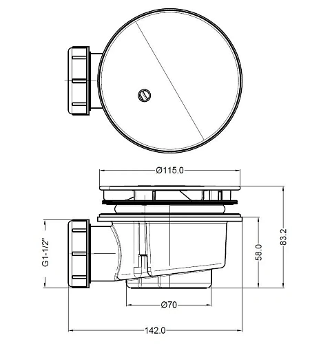 Сифон для поддона BelBagno BB-01-90 с гидрозатвором универсальный Сифон для поддона BelBagno BB-01-90 с гидрозатвором универсальный
