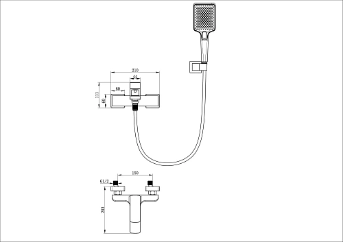 Смеситель для ванны Wonzon & Woghand темный графит (WW-88639003A-BGM) Смеситель для ванны Wonzon & Woghand темный графит (WW-88639003A-BGM)