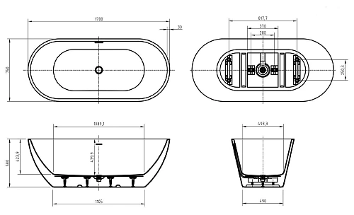 Ванна отдельностоящая BelBagno UNO BB701-1700-750-K 1700x750 акриловая Ванна отдельностоящая BelBagno UNO BB701-1700-750-K 1700x750 акриловая