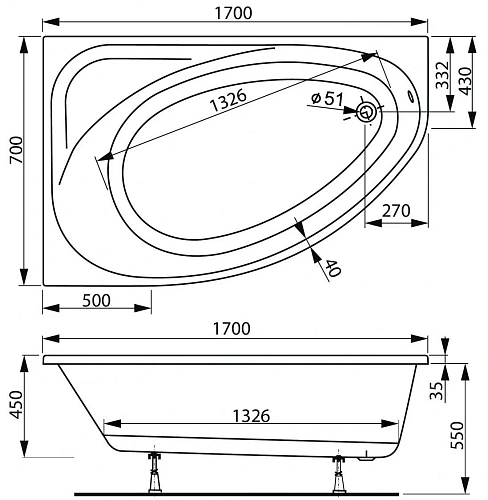 Акриловая ванна VAGNERPLAST HAPI 170x110 Right VPBA170HAP3PX-04 Акриловая ванна VAGNERPLAST HAPI 170x110 Right VPBA170HAP3PX-04