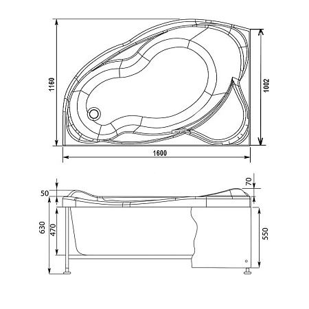 Экран для ванны фронтальный Aquanet Jamaica 160 L черная 00165312 Экран для ванны фронтальный Aquanet Jamaica 160 L черная 00165312