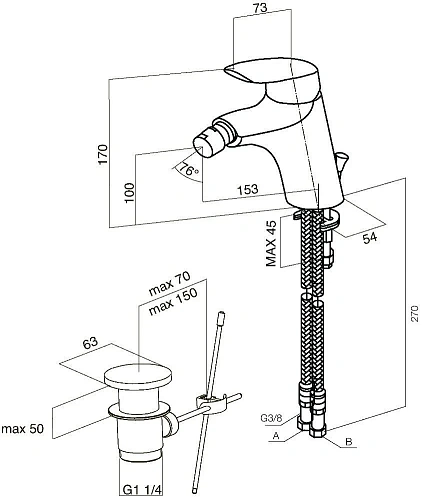 Смеситель для биде AM.PM Bliss L F5383132 хром Смеситель для биде AM.PM Bliss L F5383132 хром