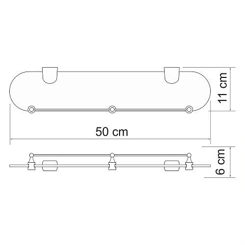 Полка WasserKRAFT Berkel K-6844 стеклянная с бортиком хром Полка WasserKRAFT Berkel K-6844 стеклянная с бортиком хром