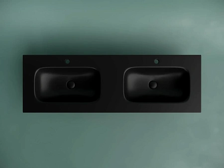 Раковина Ceramica Nova Grace CN7022MB мебельная 1410x457x137 с двумя чашами и отверстиями под смеситель, черный матовый Раковина Ceramica Nova Grace CN7022MB мебельная 1410x457x137 с двумя чашами и отверстиями под смеситель, черный матовый