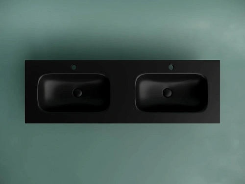 Раковина Ceramica Nova Grace CN7022MB мебельная 1410x457x137 с двумя чашами и отверстиями под смеситель, черный матовый Раковина Ceramica Nova Grace CN7022MB мебельная 1410x457x137 с двумя чашами и отверстиями под смеситель, черный матовый