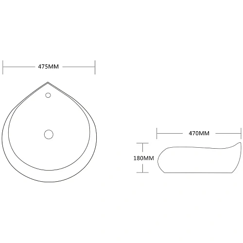 Раковина Ceruttispa CR045E 475х470х180 накладная, белая, форма капли, с переливом Раковина Ceruttispa CR045E 475х470х180 накладная, белая, форма капли, с переливом