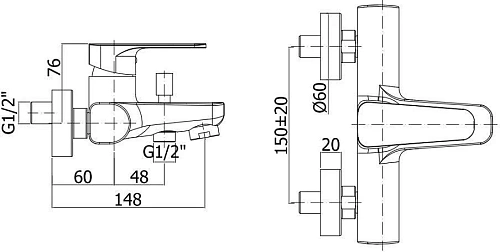 Смеситель для ванны Paffoni Sly SY022CR Смеситель для ванны Paffoni Sly SY022CR