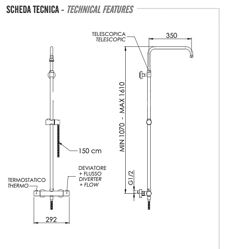 Душевая система Remer Elegance EQ32ASSDBG термостатическая, золото брашированное Душевая система Remer Elegance EQ32ASSDBG термостатическая, золото брашированное