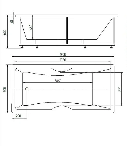 Акриловая ванна Aquatek Феникс-190 пустая с фронтальным экраном слив слева FEN190-0000078 Акриловая ванна Aquatek Феникс-190 пустая с фронтальным экраном слив слева FEN190-0000078