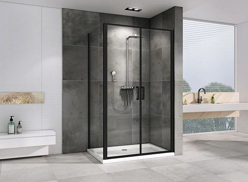 Душевой уголок ABBER Sonnenstrand AG04100BC-S100B 100x100 см универсальный, профиль черный, стекло прозрачное Душевой уголок ABBER Sonnenstrand AG04100BC-S100B 100x100 см универсальный, профиль черный, стекло прозрачное