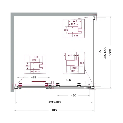 Душевой уголок BelBagno MARINO-2-AH-1-110/100-C-Cr 110x100 см, профиль хром, стекло прозрачное Душевой уголок BelBagno MARINO-2-AH-1-110/100-C-Cr 110x100 см, профиль хром, стекло прозрачное