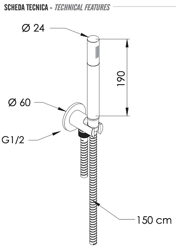 Душевой гарнитур Remer INOX SS337M317MM, нержавеющая сталь Душевой гарнитур Remer INOX SS337M317MM, нержавеющая сталь