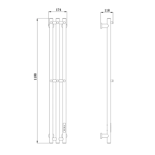 Полотенцесушитель электрический Raglo R350.16.09 настенный сенсорный узкий с терморегулятором, графит Полотенцесушитель электрический Raglo R350.16.09 настенный сенсорный узкий с терморегулятором, графит