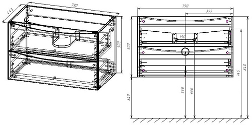 Тумба под раковину Vincea Mia 800 подвесная, 2 выкатных ящика soft close, Beton VMC-2MA800BT Тумба под раковину Vincea Mia 800 подвесная, 2 выкатных ящика soft close, Beton VMC-2MA800BT