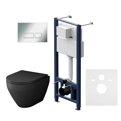 Комплект инсталляции AM.PM Spirit V2.0 IS47051.701700MB с унитазом FlashСlean, сиденьем микролифт и клавишей хром Комплект инсталляции AM.PM Spirit V2.0 IS47051.701700MB с унитазом FlashСlean, сиденьем микролифт и клавишей хром