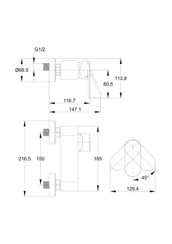 Смеситель для душа Cersanit ELIO (A63046) однорычажный 63046 Смеситель для душа Cersanit ELIO (A63046) однорычажный 63046