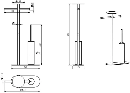 Стойка аксессуаров Boheme Venturo хром 10953-CR Стойка аксессуаров Boheme Venturo хром 10953-CR