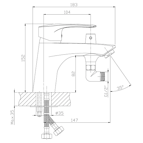 Смеситель на борт ванны Rossinka T40-38 на 1 отверстие Смеситель на борт ванны Rossinka T40-38 на 1 отверстие