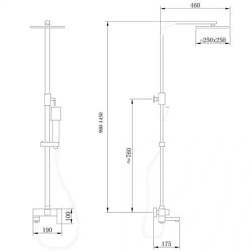 Душевая система ABBER Daheim AF8216BL с изливом, черный матовый Душевая система ABBER Daheim AF8216BL с изливом, черный матовый