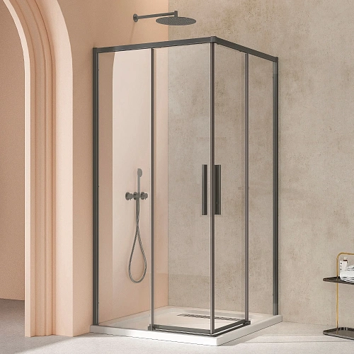 Душевой уголок Vincea Slim VSS-4SL100CLGM, 1000x1000, вороненая сталь, стекло прозрачное Душевой уголок Vincea Slim VSS-4SL100CLGM, 1000x1000, вороненая сталь, стекло прозрачное