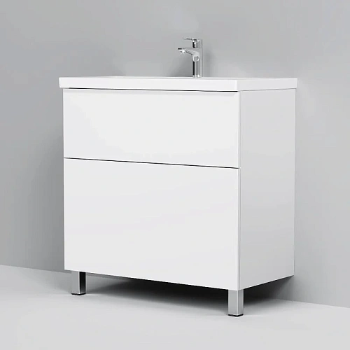 Тумба под раковину AM.PM Gem M90FSX0802WG напольная, 80 см push-to-open, белый, Тумба под раковину AM.PM Gem M90FSX0802WG напольная, 80 см push-to-open, белый,